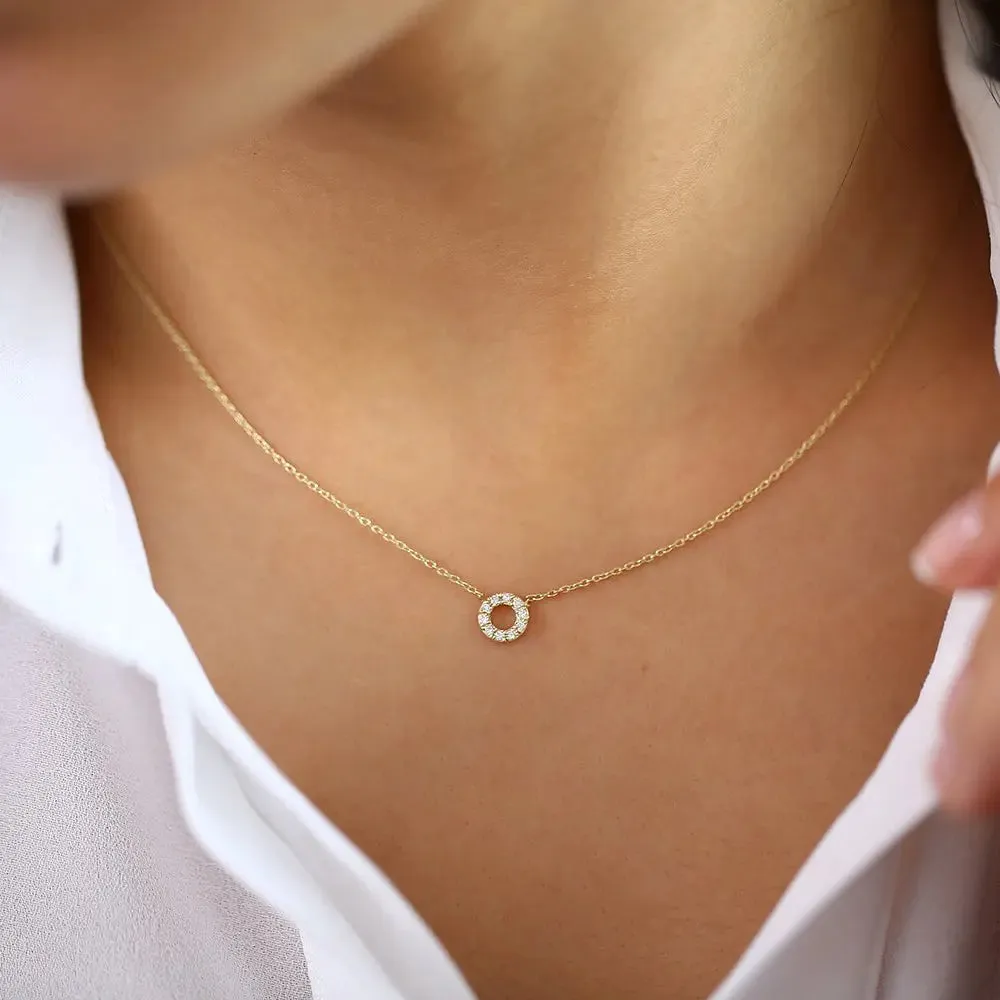 0.10CTW Mini Diamond Circle Necklace