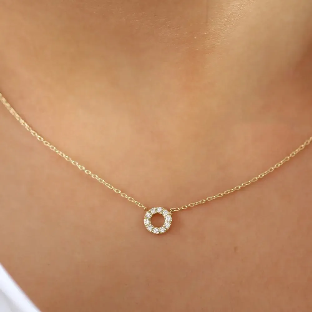 0.10CTW Mini Diamond Circle Necklace