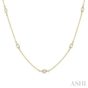 1 Ctw Marquise Cut Diamond Fashion Necklace in 14K Yellow Gold