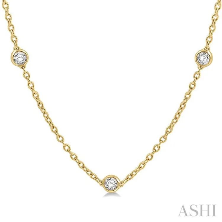 1 Ctw Round Cut Diamond Fashion Necklace in 14K Yellow Gold