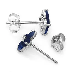 1.15 Carat 14K Solid White Gold Good To Be True Sapphire Earrings