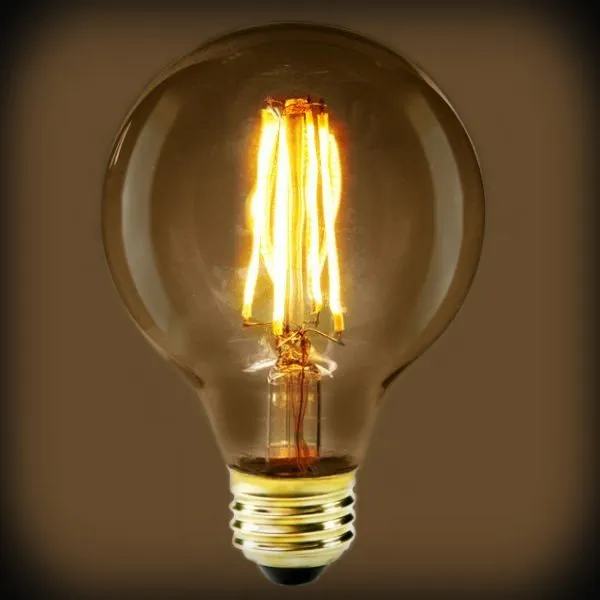 12 Bulb pack -LED Filament Edison Light Bulb - G25 Globe - 7 Watt - Amber - 2400K