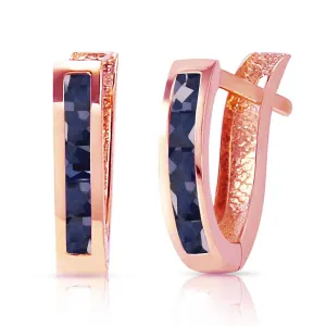 1.3 Carat 14K Solid Rose Gold Oval Huggie Earrings Sapphire