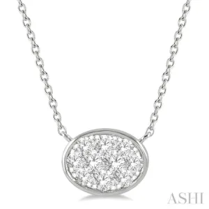 1/3 Ctw Oval Shape Lovebright Diamond Necklace in 14K White Gold