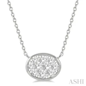 1/3 Ctw Oval Shape Lovebright Diamond Necklace in 14K White Gold