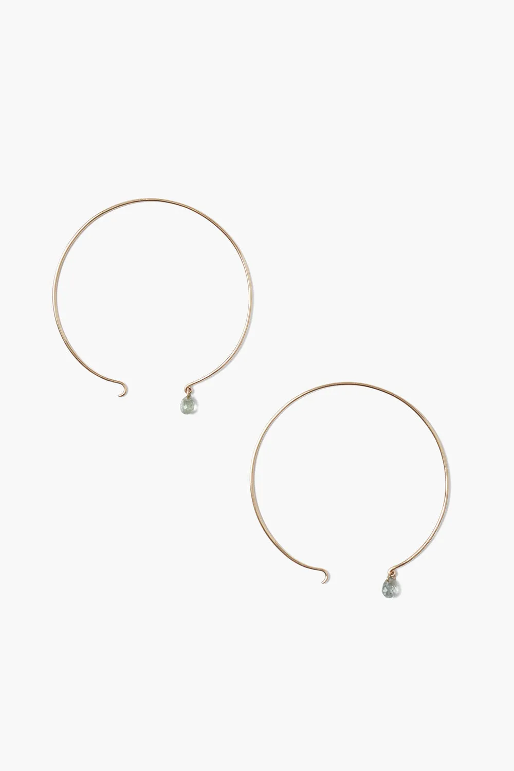 14k Belle Hoop Earrings Maxi Green Sapphire