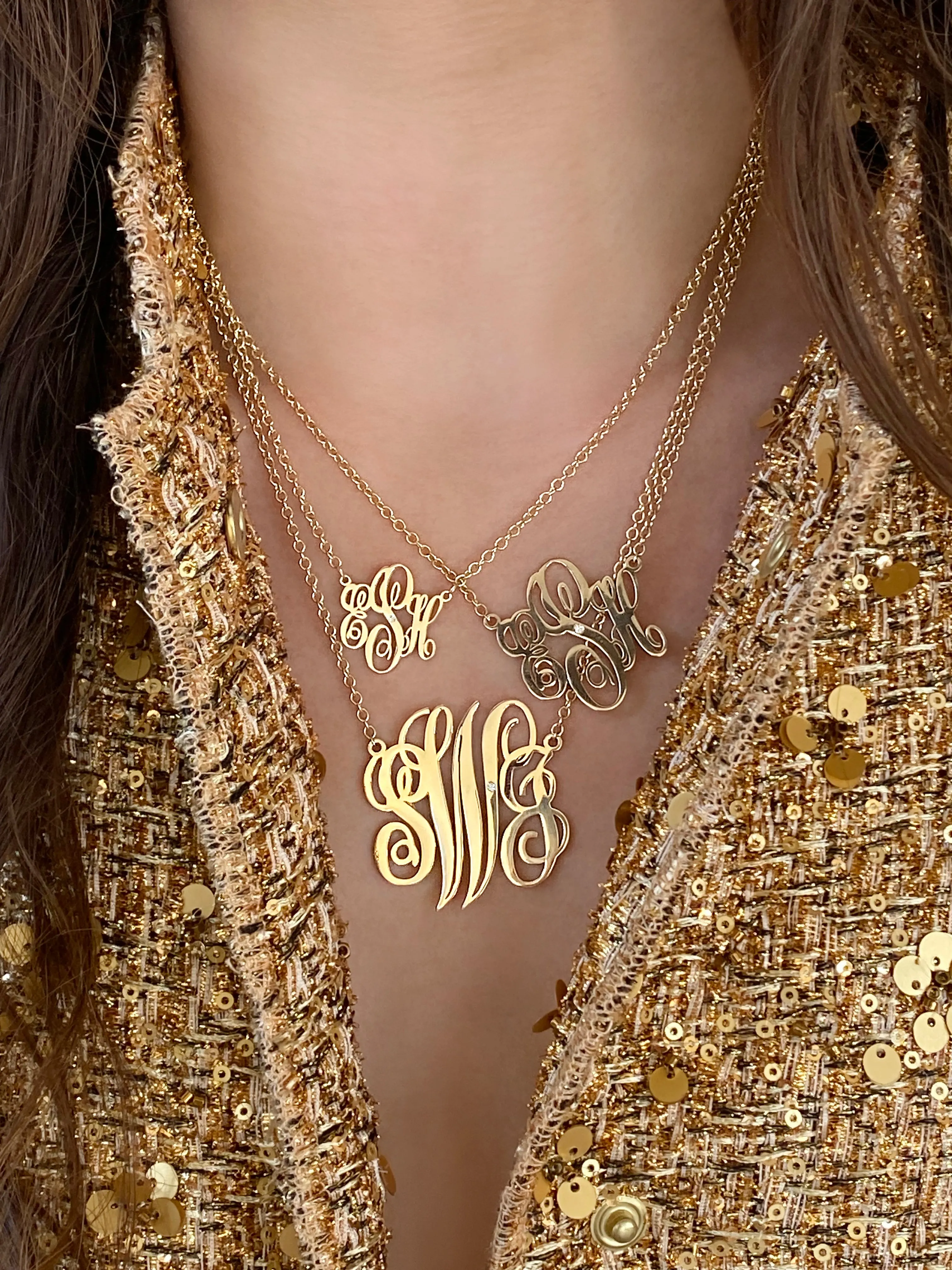 14K Diamond Monogram necklace