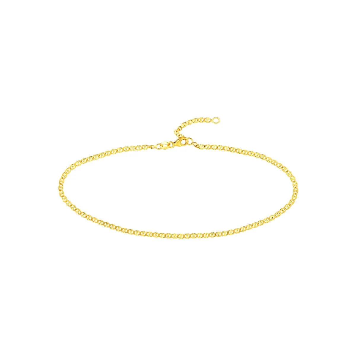 14K Gold Adjustable Flat Mariner Chain Anklet