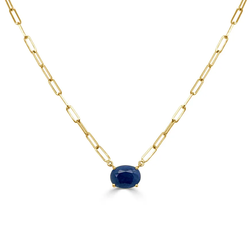 14k Gold & Sapphire Link Necklace - 2.51ct