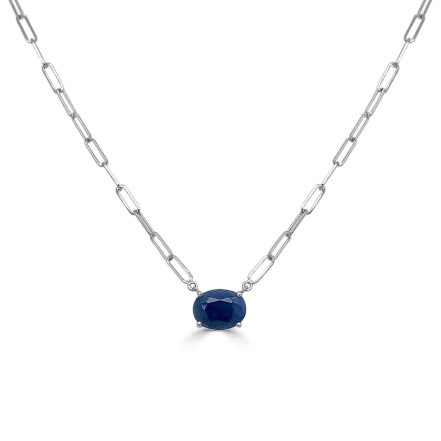 14k Gold & Sapphire Link Necklace - 2.51ct