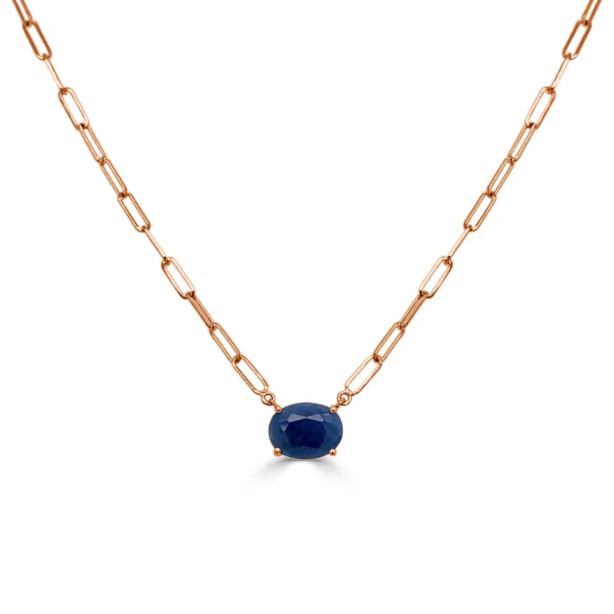 14k Gold & Sapphire Link Necklace - 2.51ct