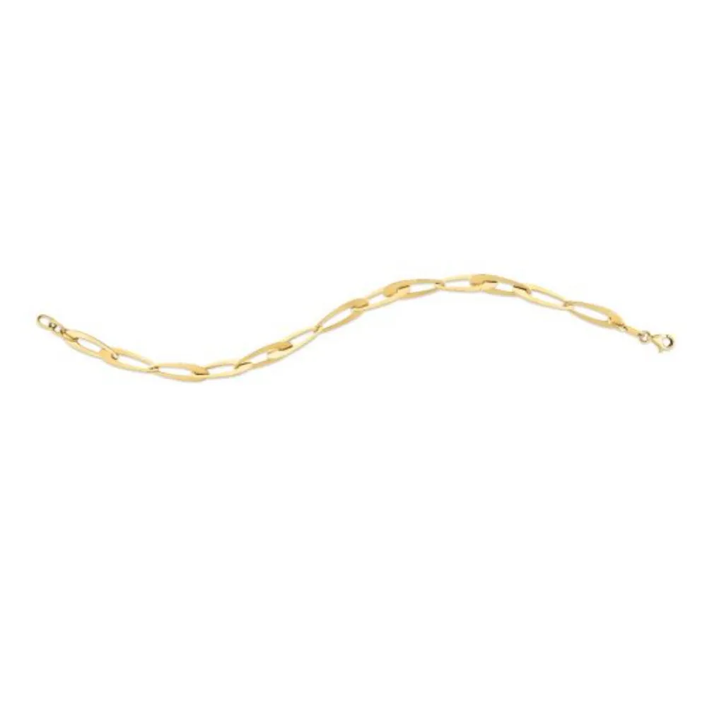 14k Gold Italian Oval Links Bracelet