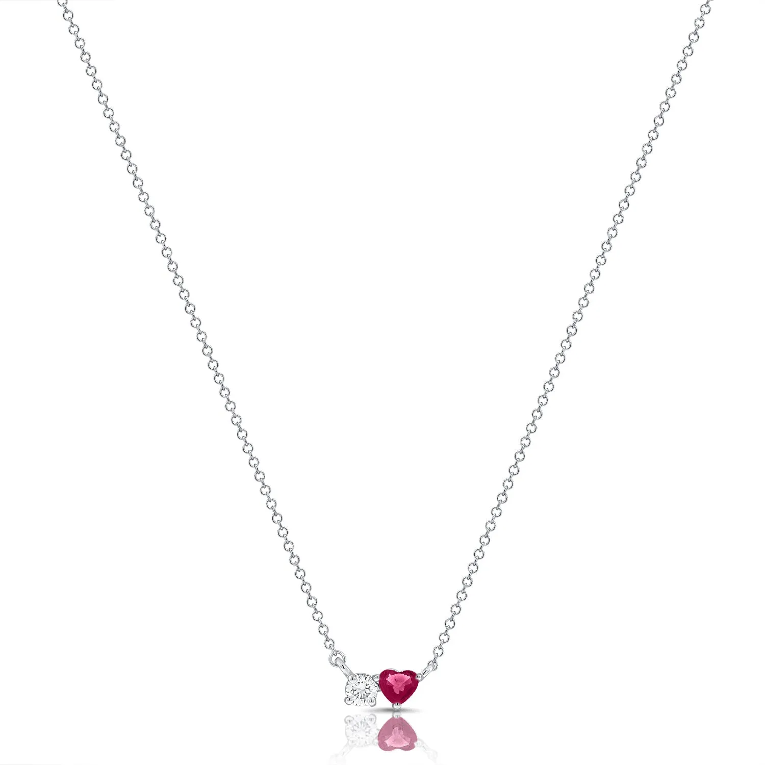 14K Gold Two-Stone Pink Sapphire & Diamond Necklace