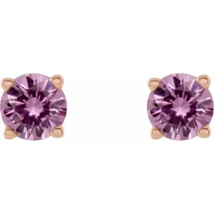 14K Rose 4 mm Natural Pink Sapphire Stud Earrings