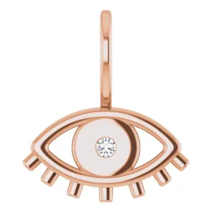 14K Rose Gold .02 CT Natural Diamond Evil Eye Charm/Pendant