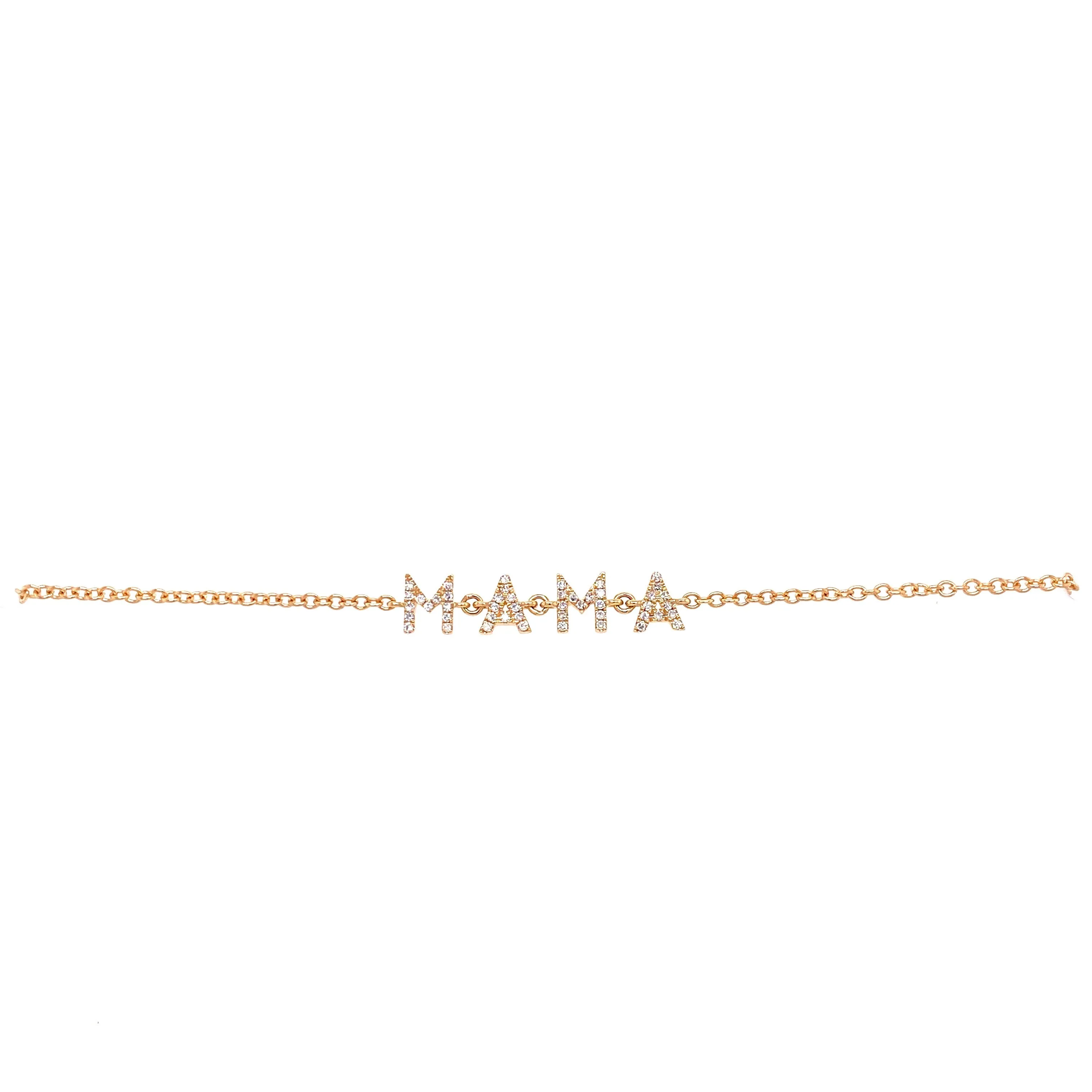 14K Rose Gold Diamond "Mama" Bracelet