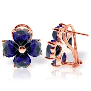 14K Solid Rose Gold French Clips Natural Sapphire Earrings Certified