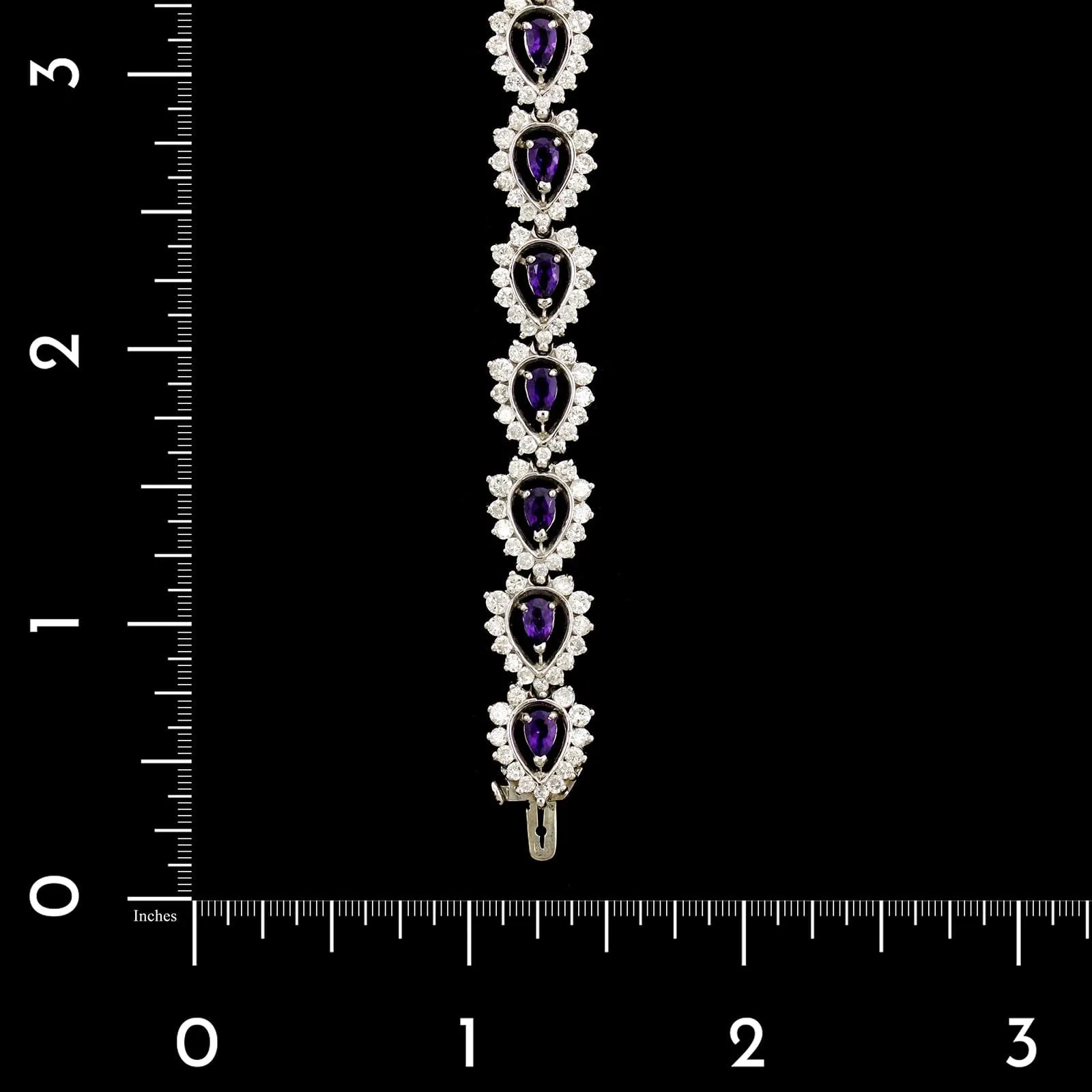 14K White Gold Estate Amethyst and Diamond Bracelet