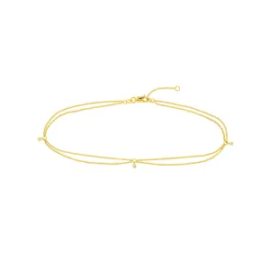 14K Yellow Gold 0.05ct Diamond Drape Anklet