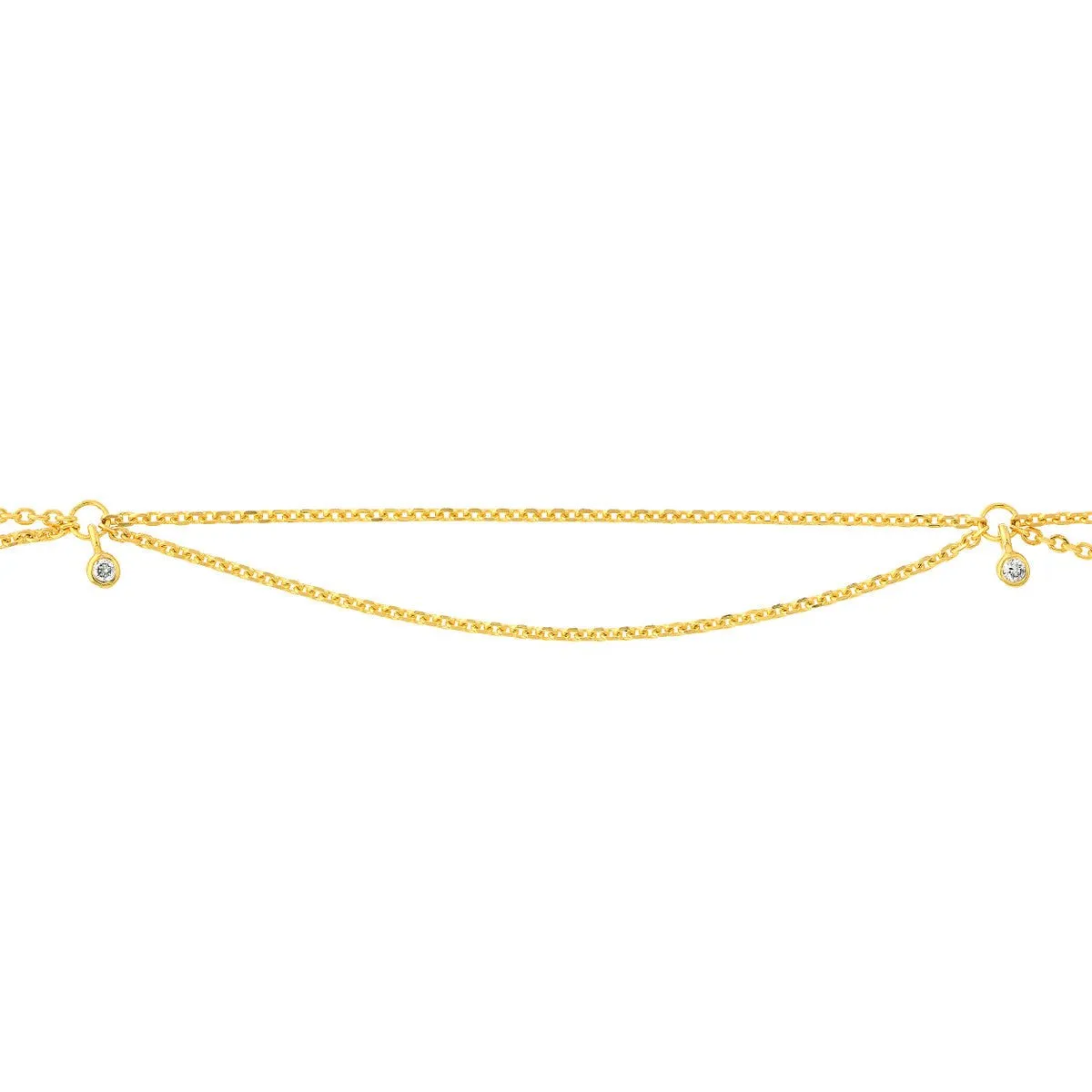 14K Yellow Gold 0.05ct Diamond Drape Anklet