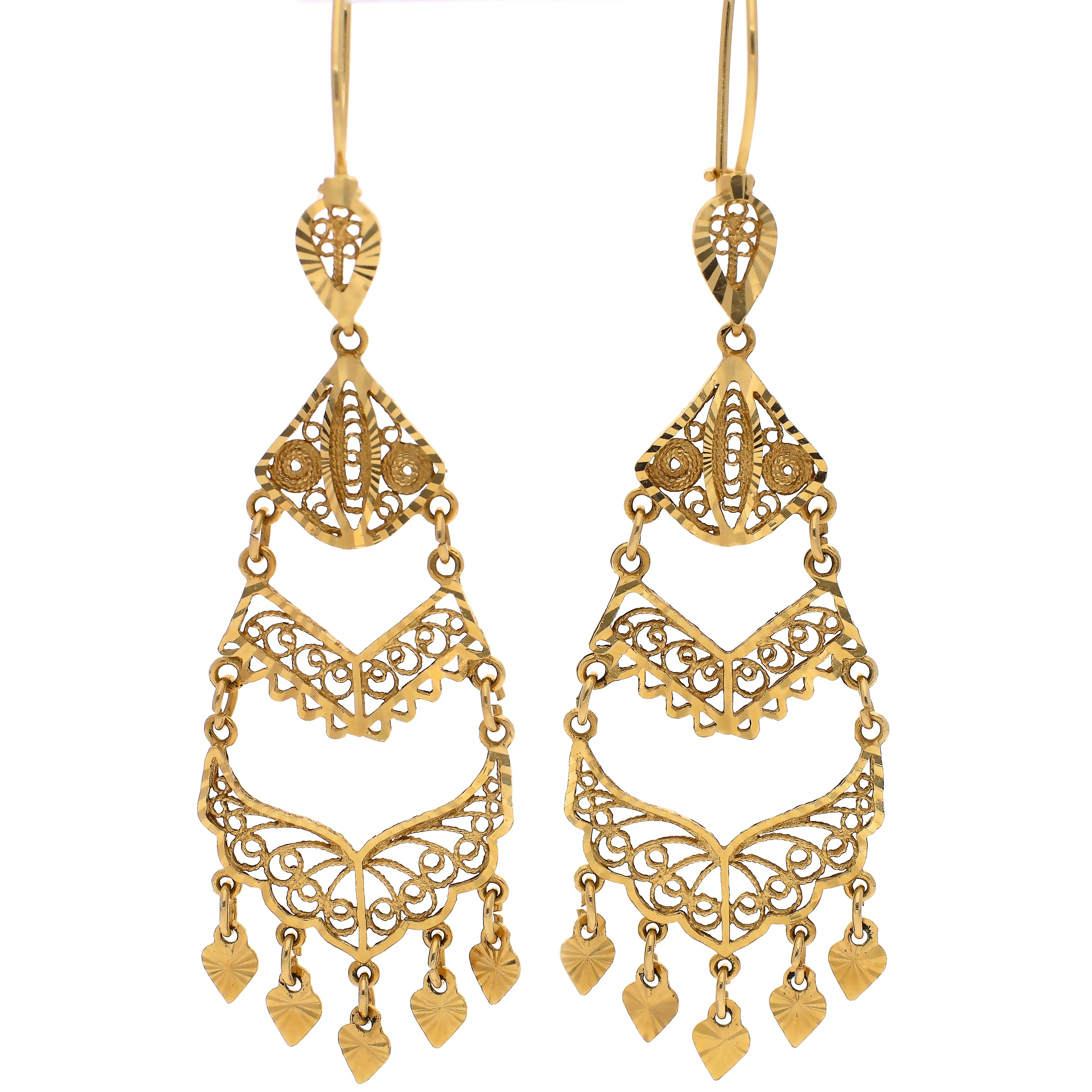 14K Yellow Gold Chandelier Earrings