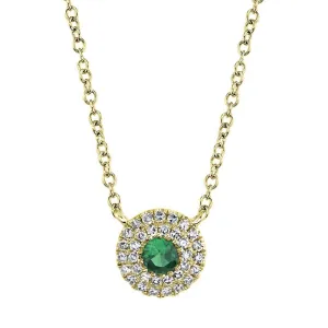 14K Yellow Gold Diamond Green Garnet Necklace