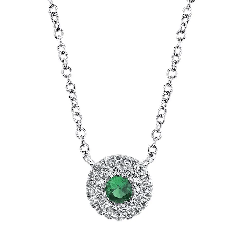 14K Yellow Gold Diamond Green Garnet Necklace