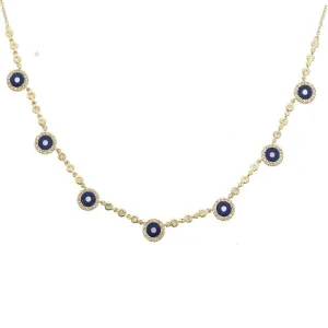 14k Yellow Gold Evil Eye Gemstone Necklace