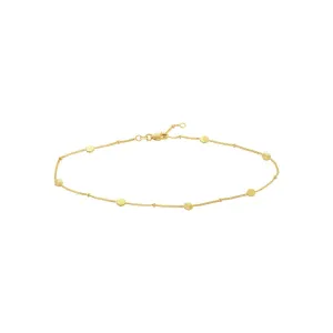 14K Yellow Gold Fluted/Polished Hexagon Adjustable Anklet