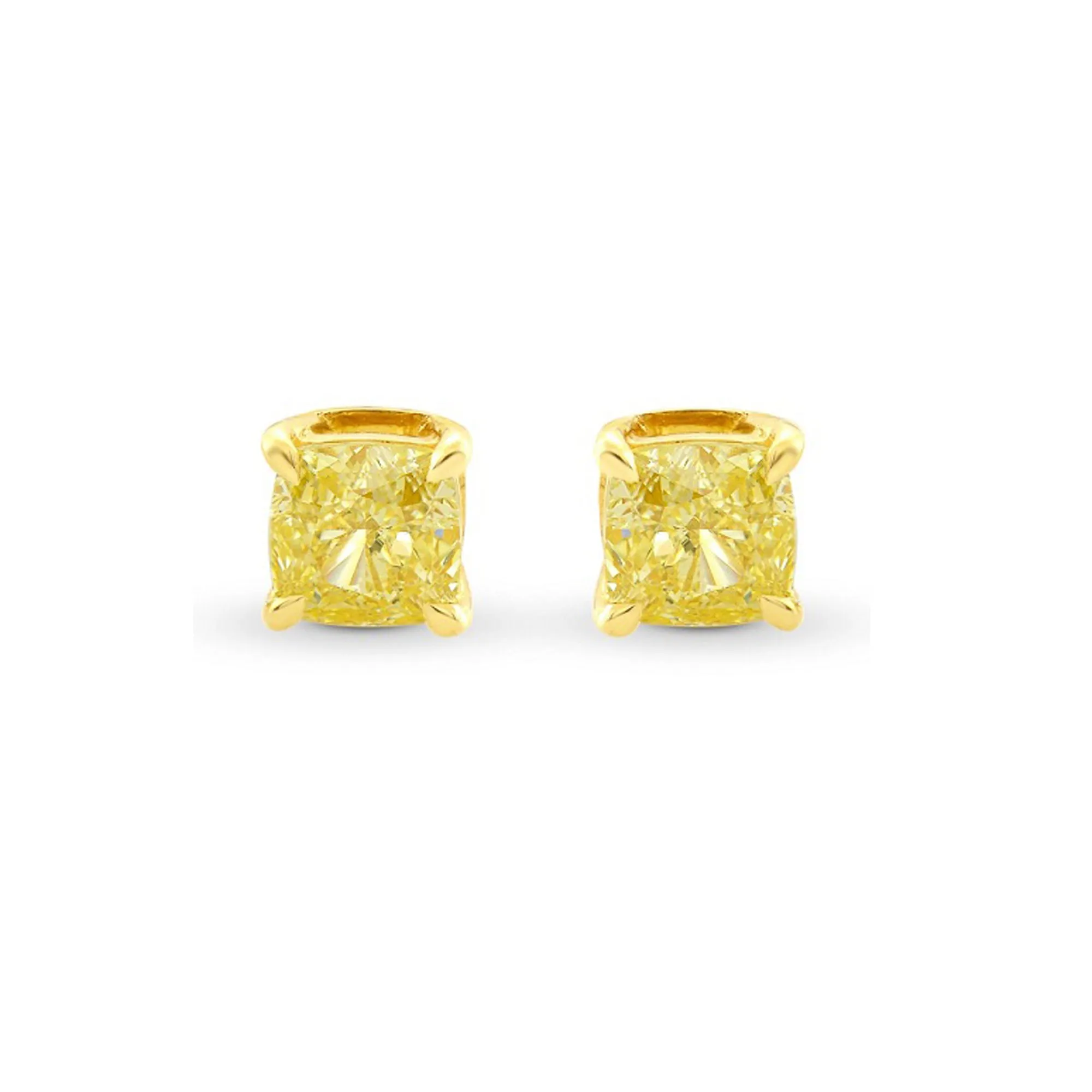 14k Yellow Gold Plated 1/2 Carat Square Created Yellow Sapphire Stud Earrings