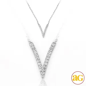 14KW 0.10CTW DIAMOND NECKLACE - V SHAPE