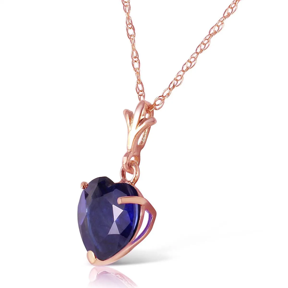 1.55 Carat 14K Solid Rose Gold Necklace Natural Heart Sapphire