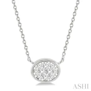 1/6 Ctw Oval Shape Lovebright Diamond Necklace in 14K White Gold