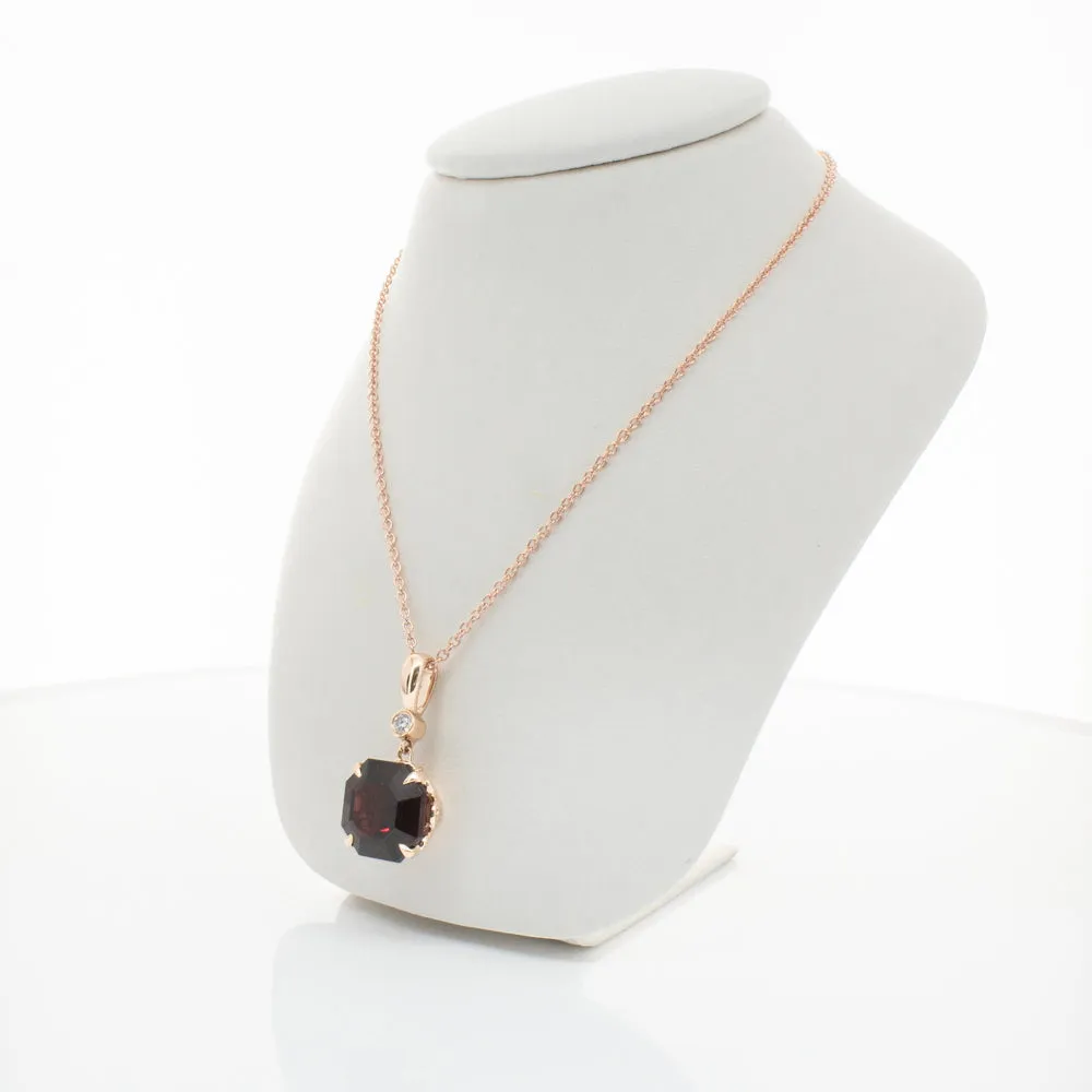 18ct Rose Gold Garnet & Diamond Octavia Pendant