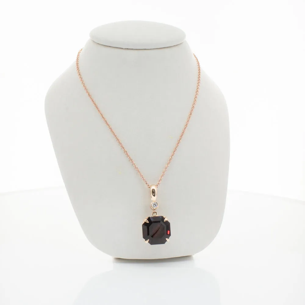 18ct Rose Gold Garnet & Diamond Octavia Pendant