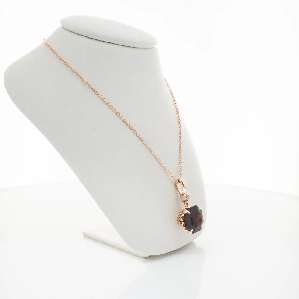 18ct Rose Gold Garnet & Diamond Octavia Pendant