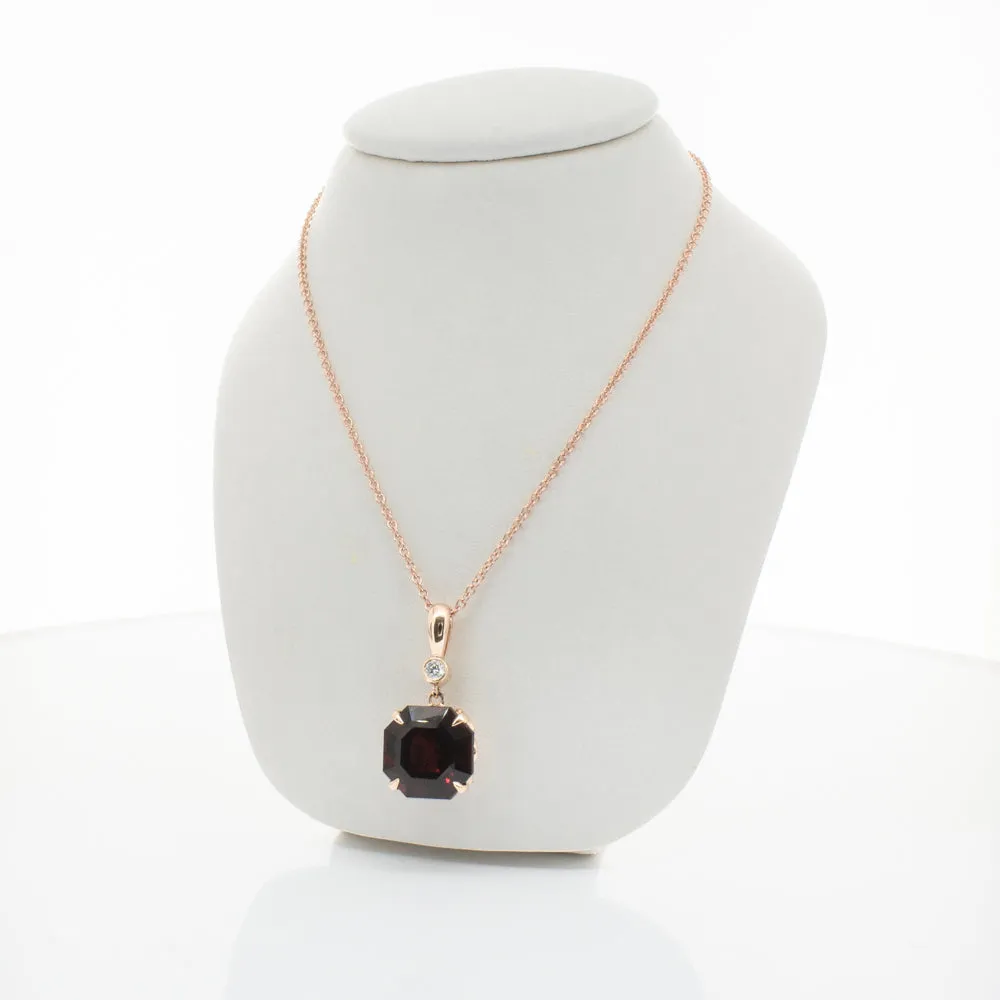 18ct Rose Gold Garnet & Diamond Octavia Pendant