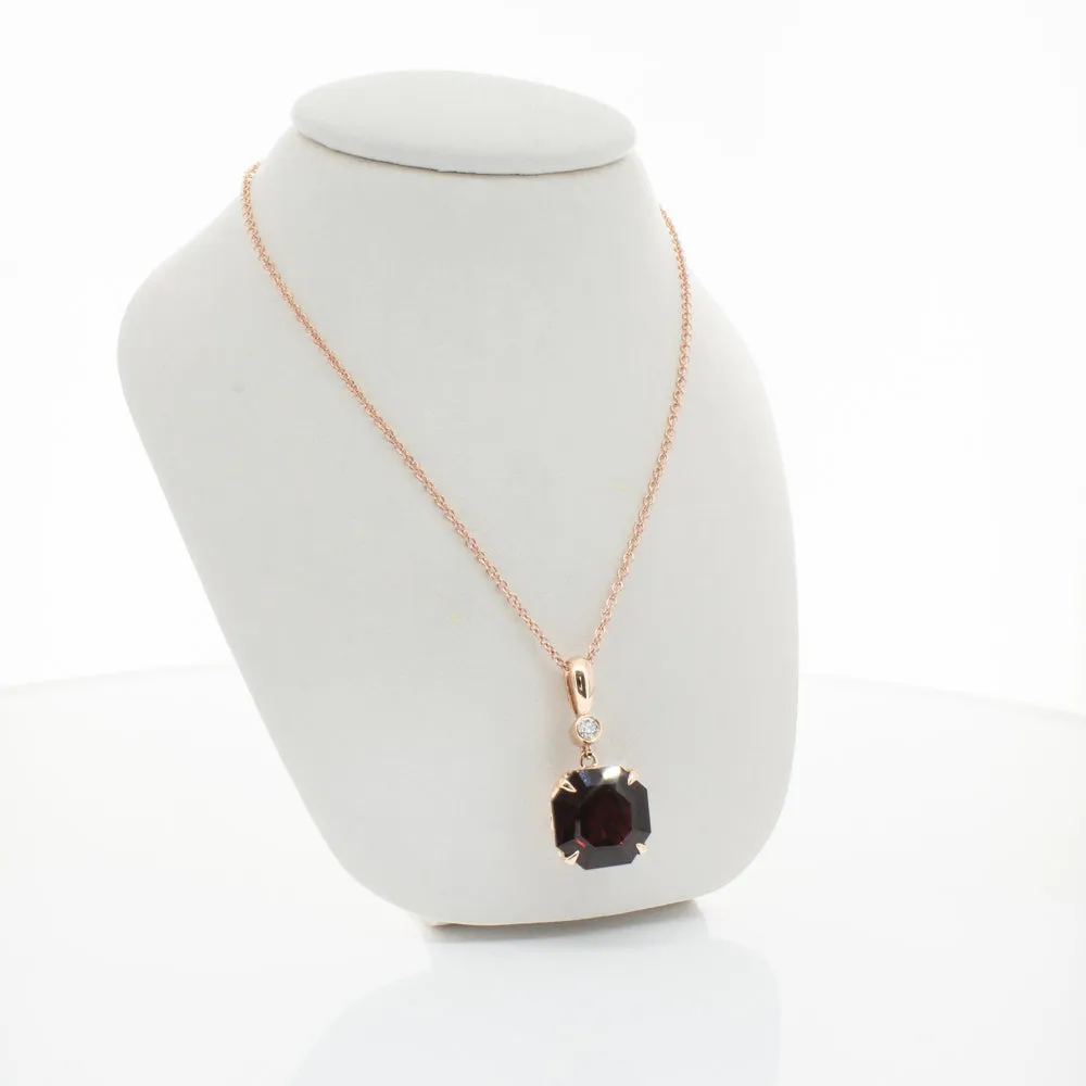 18ct Rose Gold Garnet & Diamond Octavia Pendant