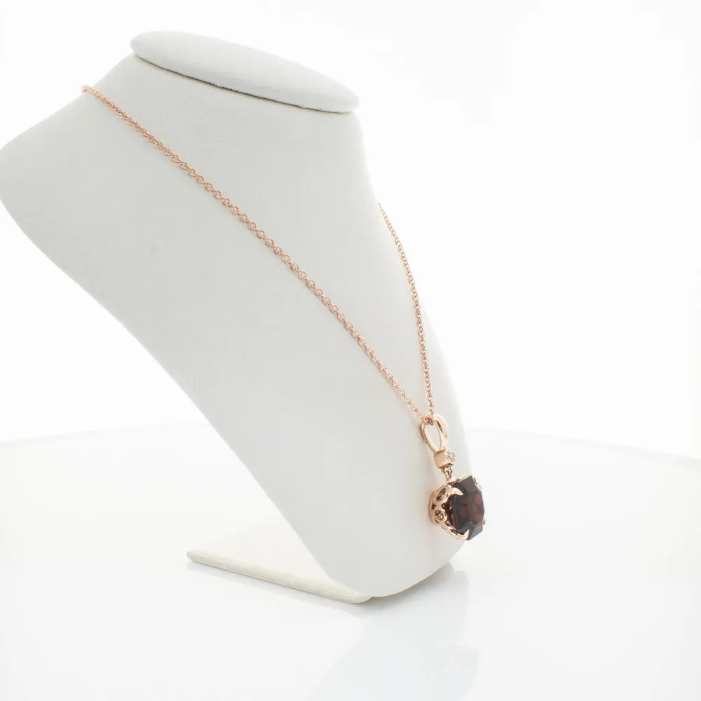 18ct Rose Gold Garnet & Diamond Octavia Pendant