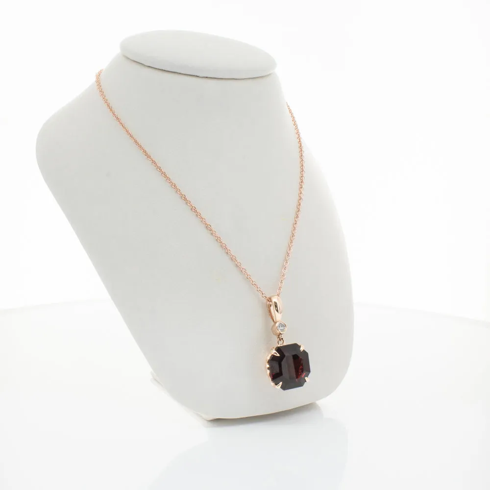 18ct Rose Gold Garnet & Diamond Octavia Pendant