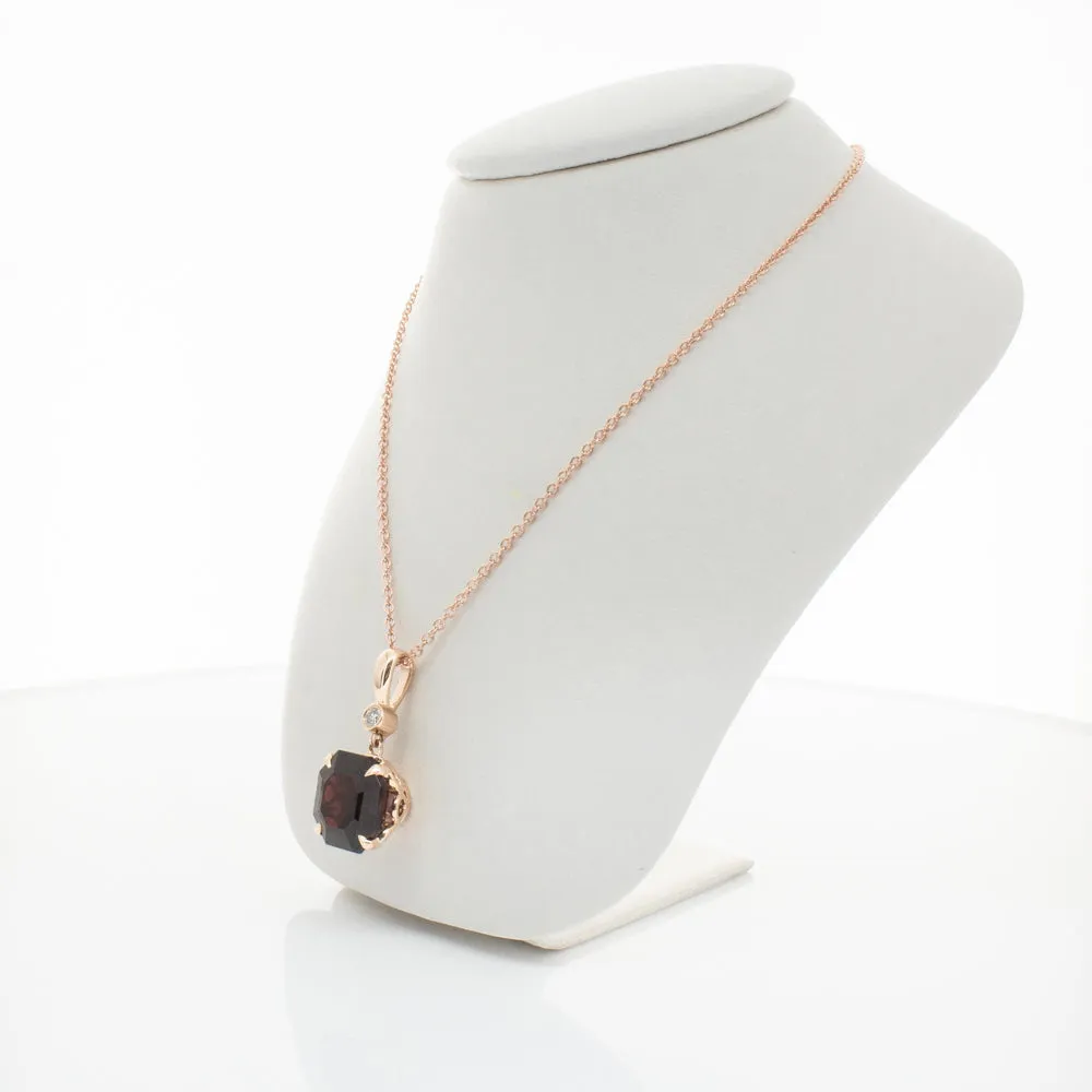 18ct Rose Gold Garnet & Diamond Octavia Pendant