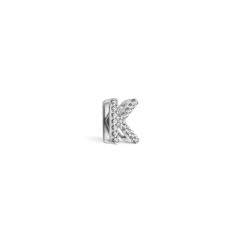 18k Gold Initial Letter "K" Diamond Pandent   Necklace