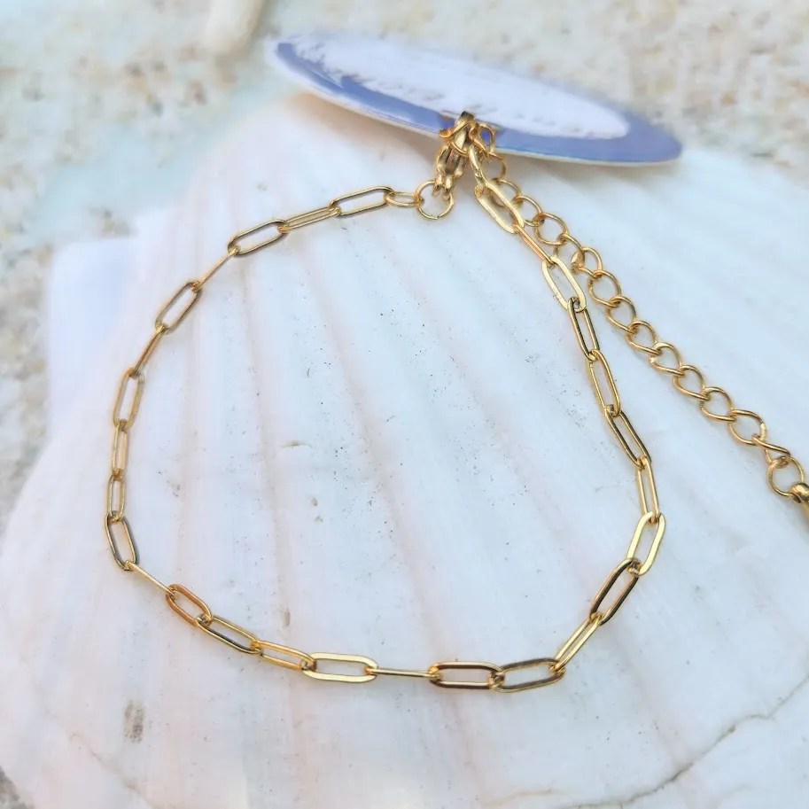 18k GOLD PAPERCLIP CHAIN WATERPROOF BRACELET