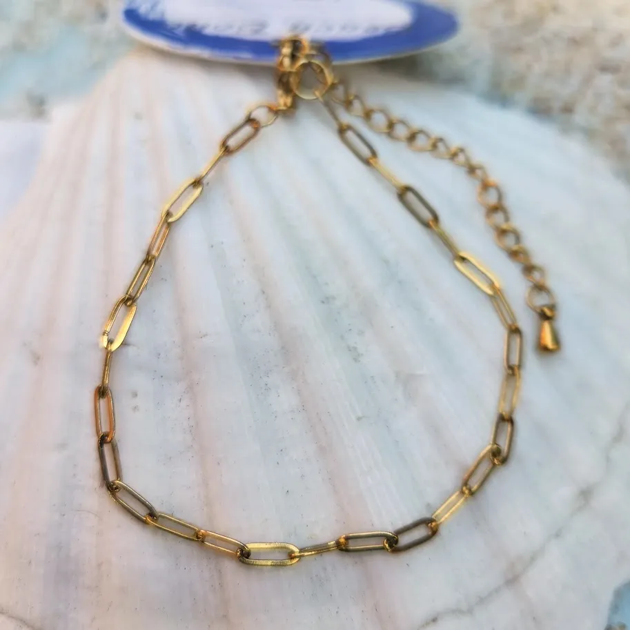 18k GOLD PAPERCLIP CHAIN WATERPROOF BRACELET