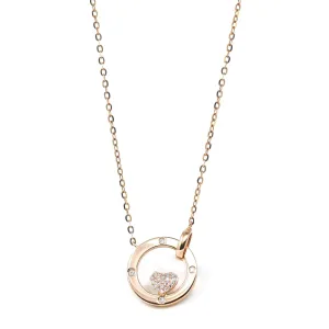 18K Rose Gold Love Pendant Necklace With Diamond