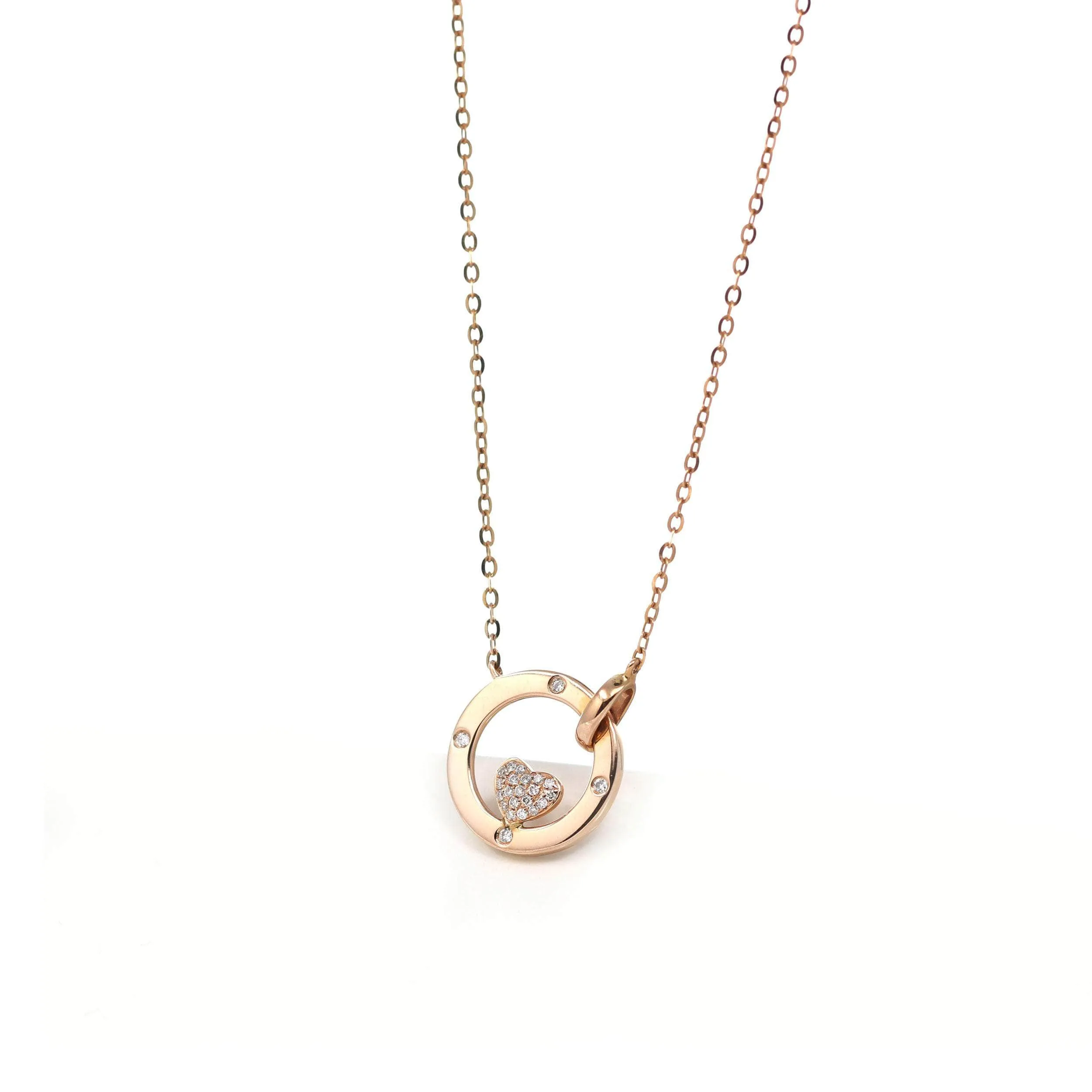 18K Rose Gold Love Pendant Necklace With Diamond