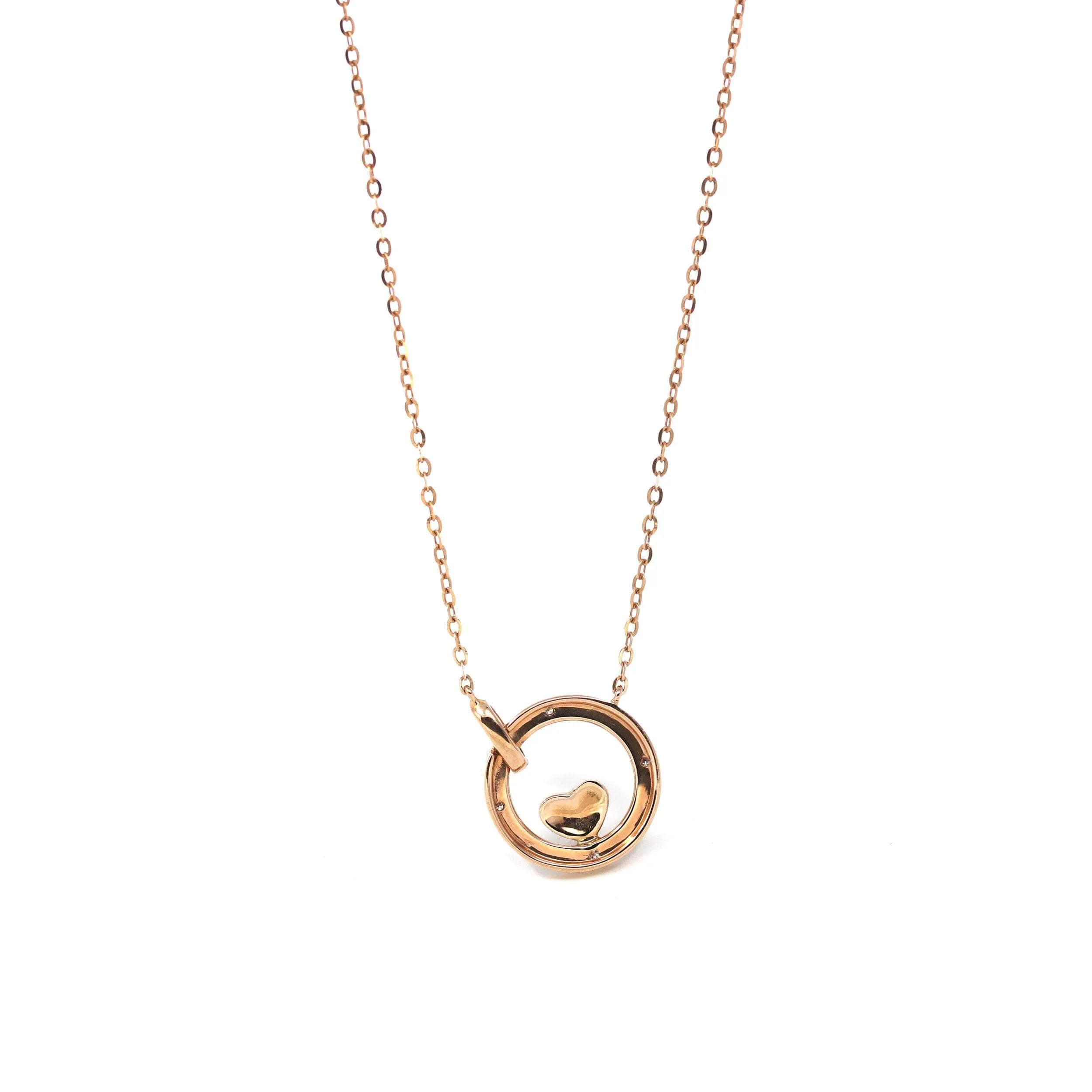 18K Rose Gold Love Pendant Necklace With Diamond