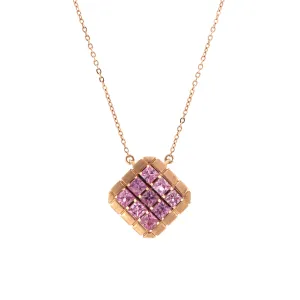 18K Rose Gold Pink Sapphire Necklace | 18K 玫瑰金粉紅宝石项链