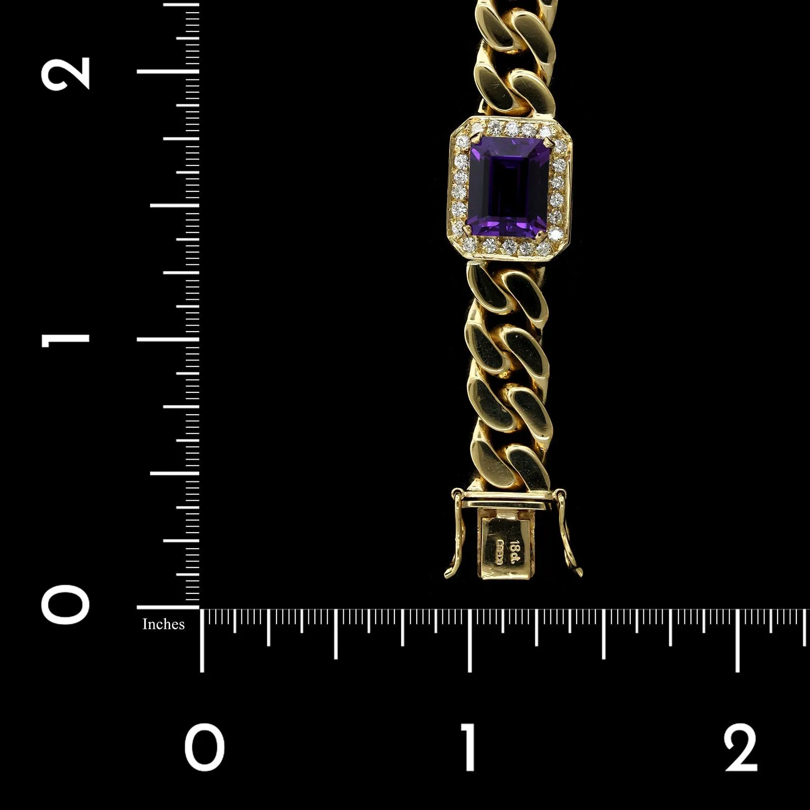 18K Yellow Gold Estate Amethyst and Diamond Bracelet