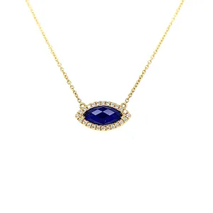 18k Yellow Gold Lapis Marquise Necklace (I7726)